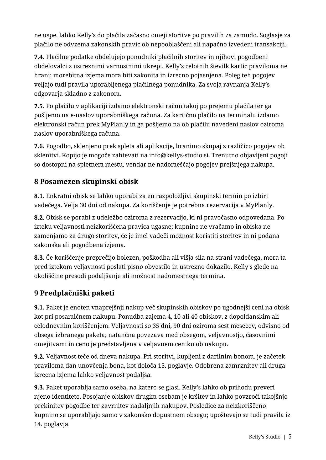 Splošni pogoji poslovanja, stran 5