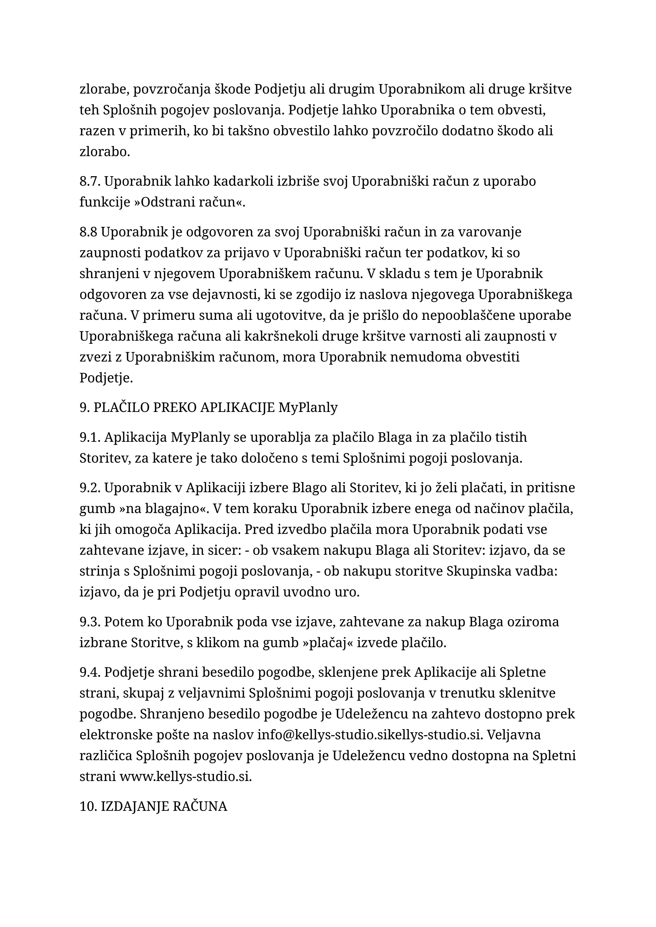 Splošni pogoji poslovanja, stran 8