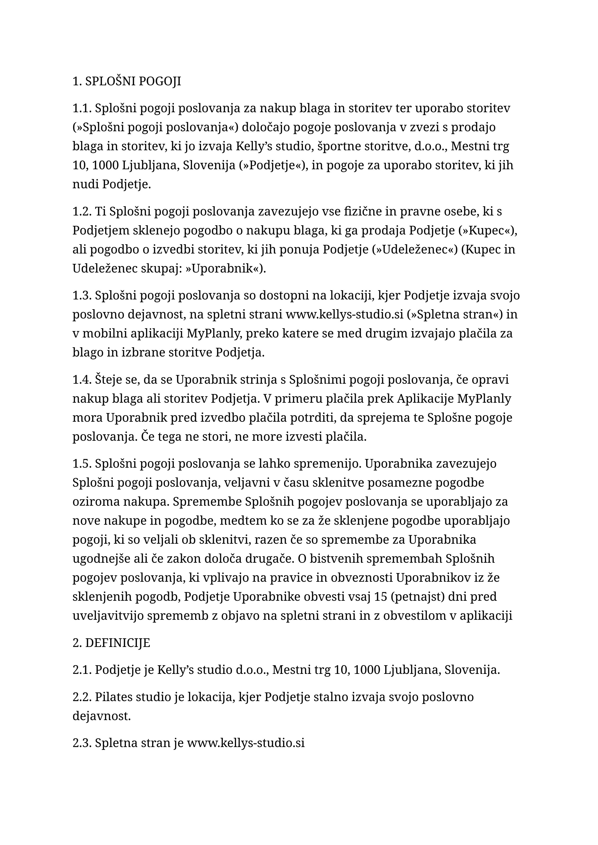 Splošni pogoji poslovanja, stran 1