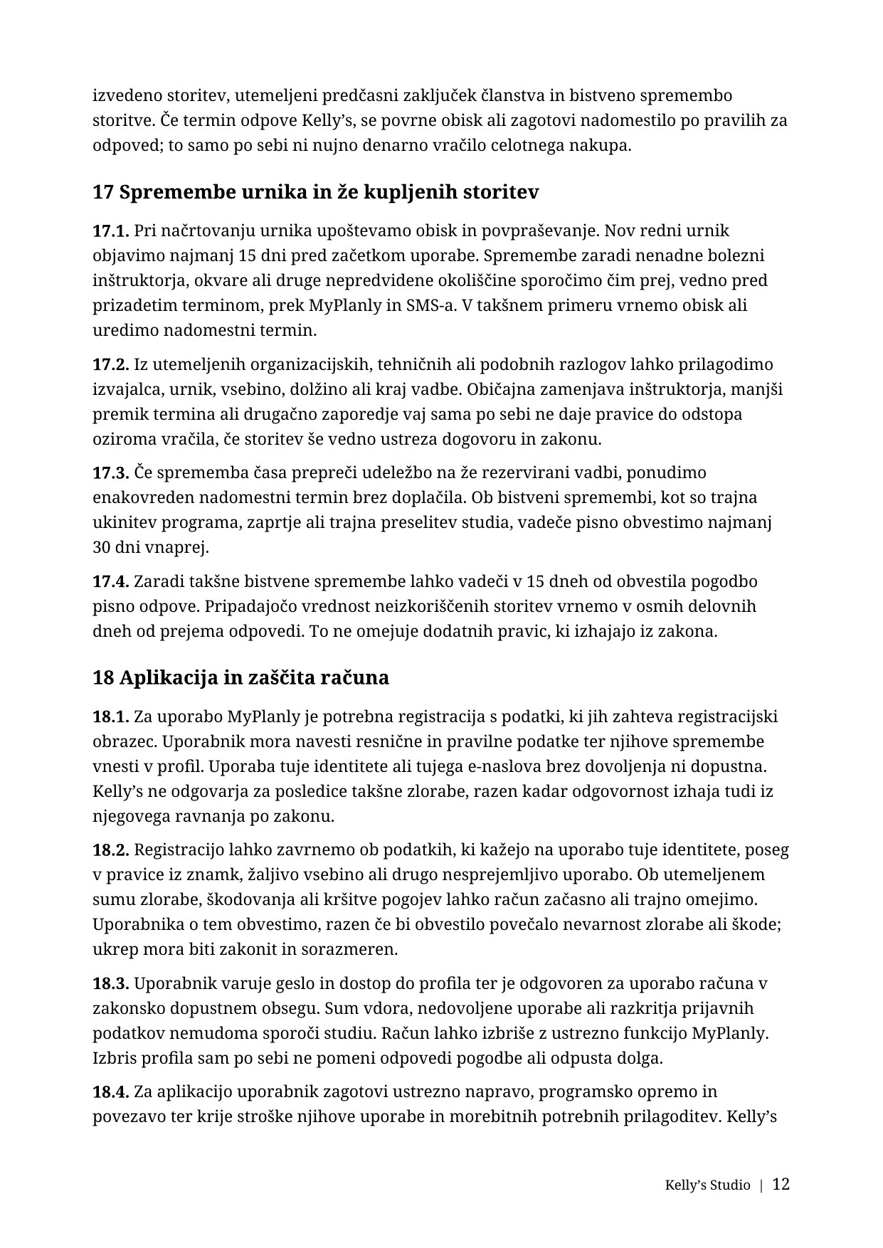 Splošni pogoji poslovanja, stran 12