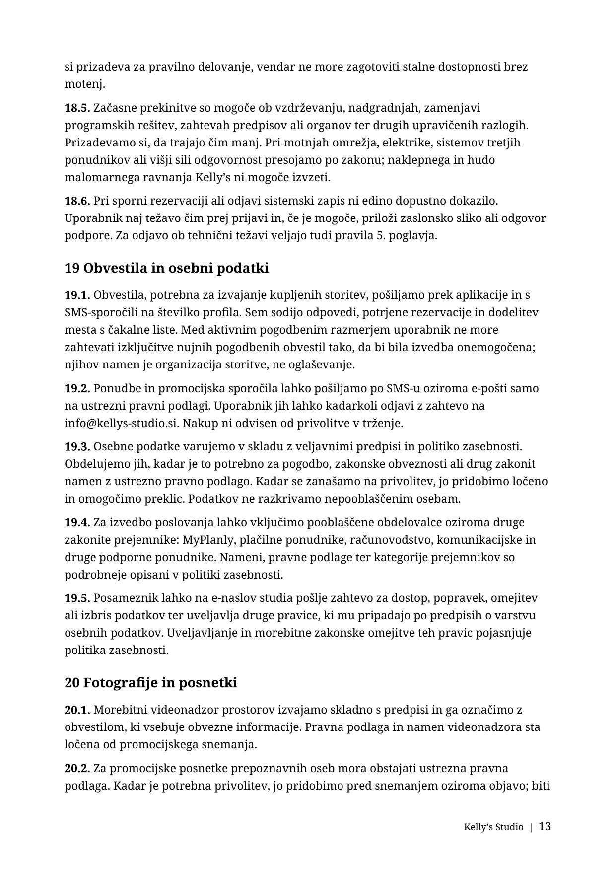 Splošni pogoji poslovanja, stran 13