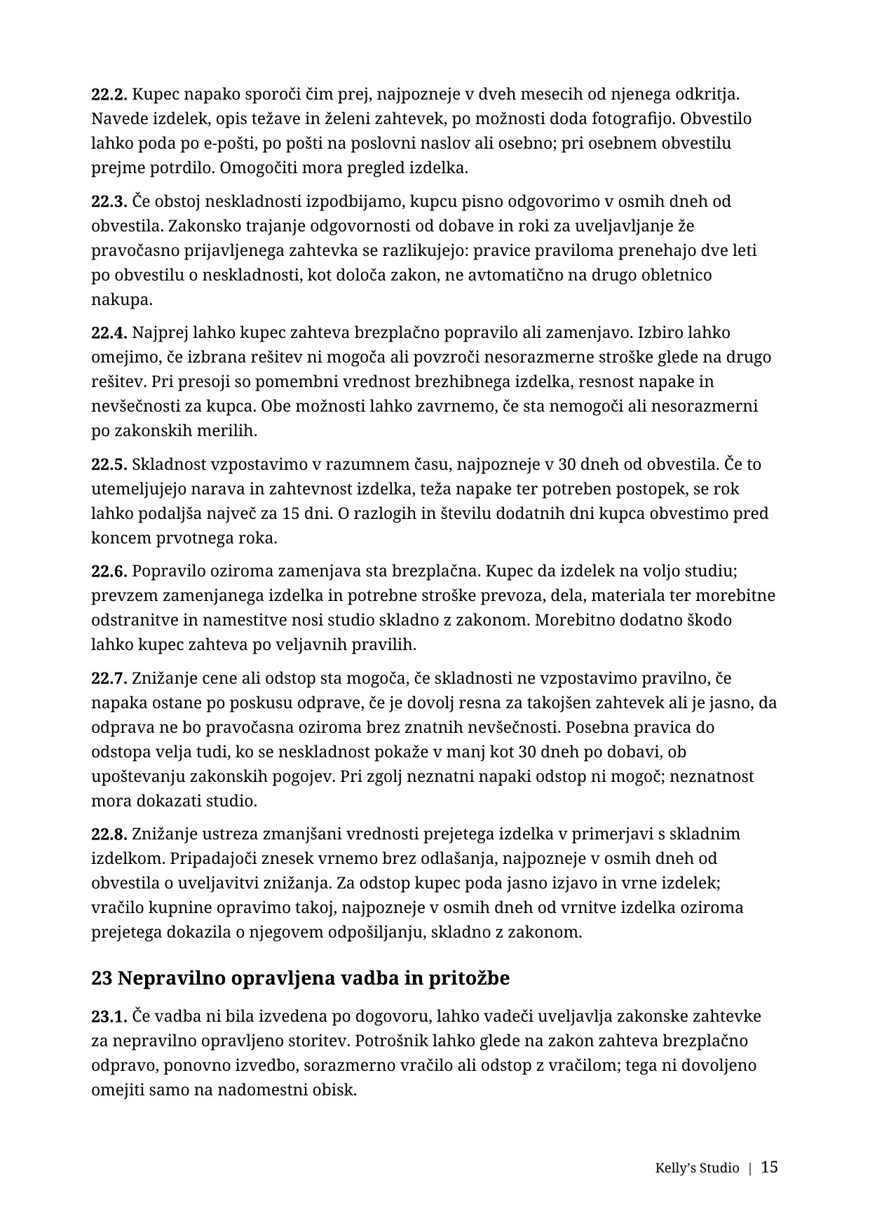 Splošni pogoji poslovanja, stran 15