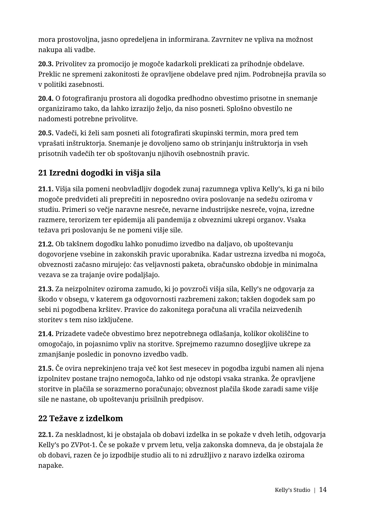 Splošni pogoji poslovanja, stran 14